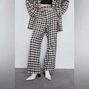 Zara Very High Waisted Houndstooth Pants Size M